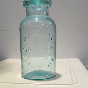 Millville Blue Glass Fruit Jar Circa 1861